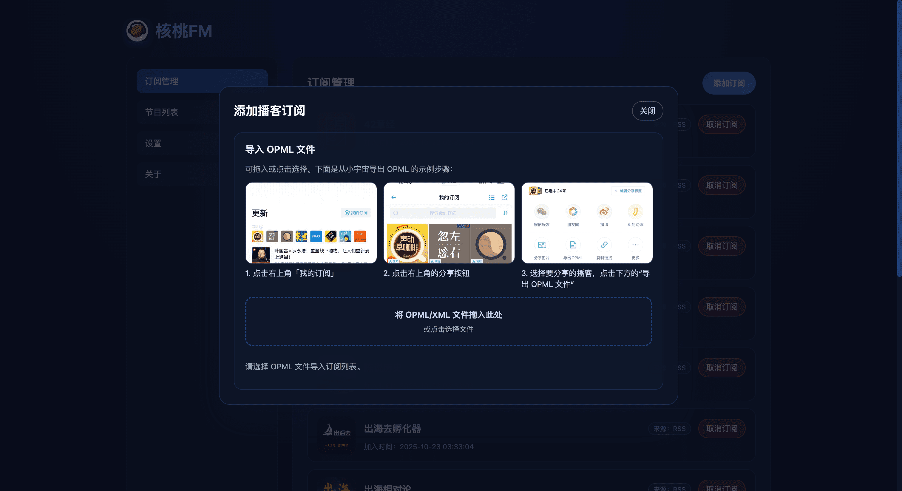 Options: Import Subscriptions
